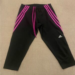 adidas Black Sweat Joggers with Pink Stripes